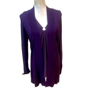 WHBM dark purple 2 piece tank & longline open front cardigan size medium